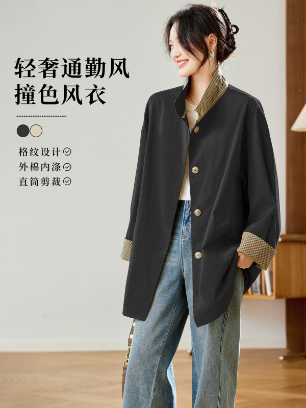 棉茧 卡其色风衣女中长款2025秋冬装外套上衣韩版时尚气质大衣|undefined