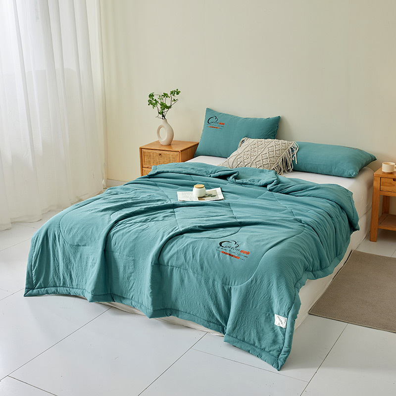 일본산 워싱 코튼 여름 이불-네이비블루