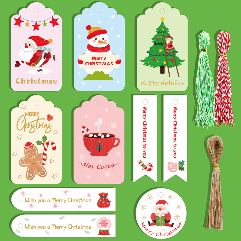 亚马逊速卖通圣诞节吊牌圣诞礼品袋礼物盒装饰挂牌吊卡150套装