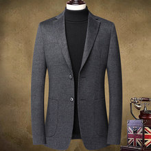 2022高品质蚕丝羊毛西装中老年男商务单西外套冬季厚款LZM6556