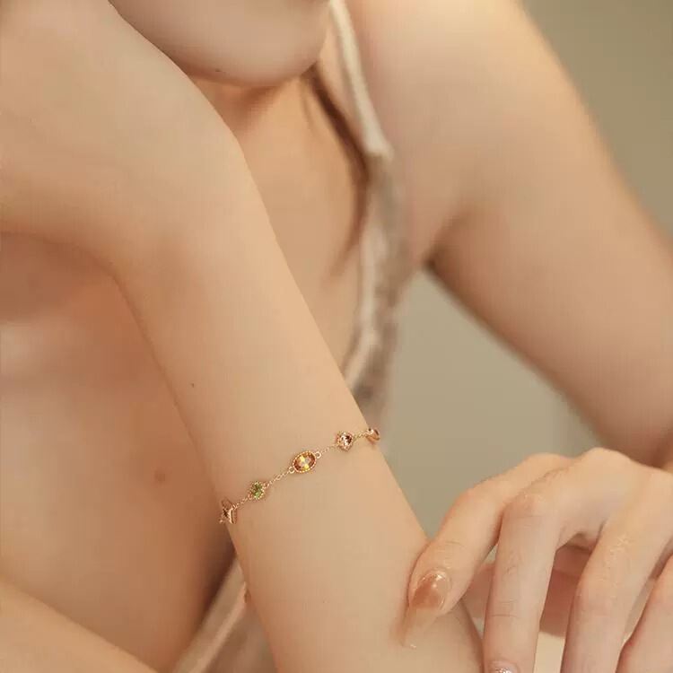 [Ice Cute] Emerald Love Bracelet Star Stainless Steel Bracelet European and American Cross-Border High-End Jewelry Bracelet