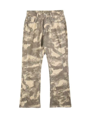 American Retro Light Color Floral Camouflage Jeans for Men, Fashion Long Pants, High Street Summer Slim Straight Pants