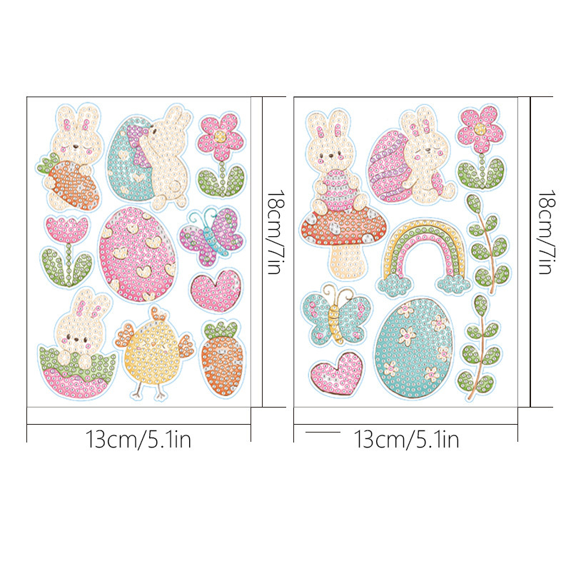 Pegatinas de Pascua transfronterizas de diamantes para pintar, hechas a mano, DIY, de dibujos animados, de huevos, de conejos, para niños image 16