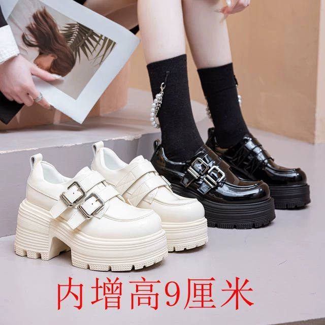 Британские туфли на толстом каблуке 9 см Женские туфли на толстом каблуке увеличены