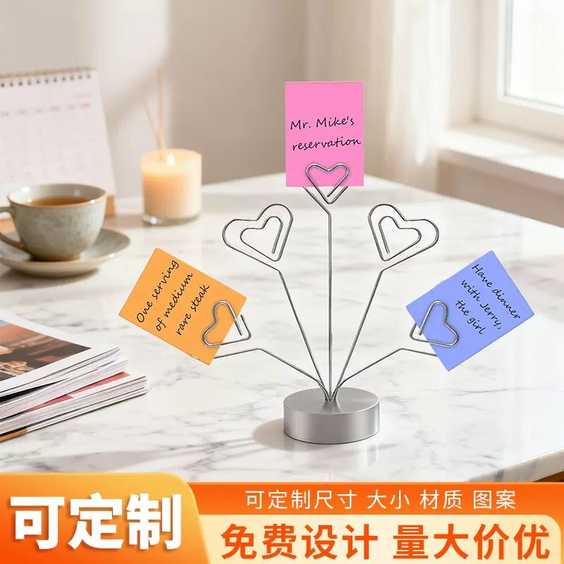 跨境热销木质便签名片夹子工艺品复古创意家居装饰情人节派对摆件