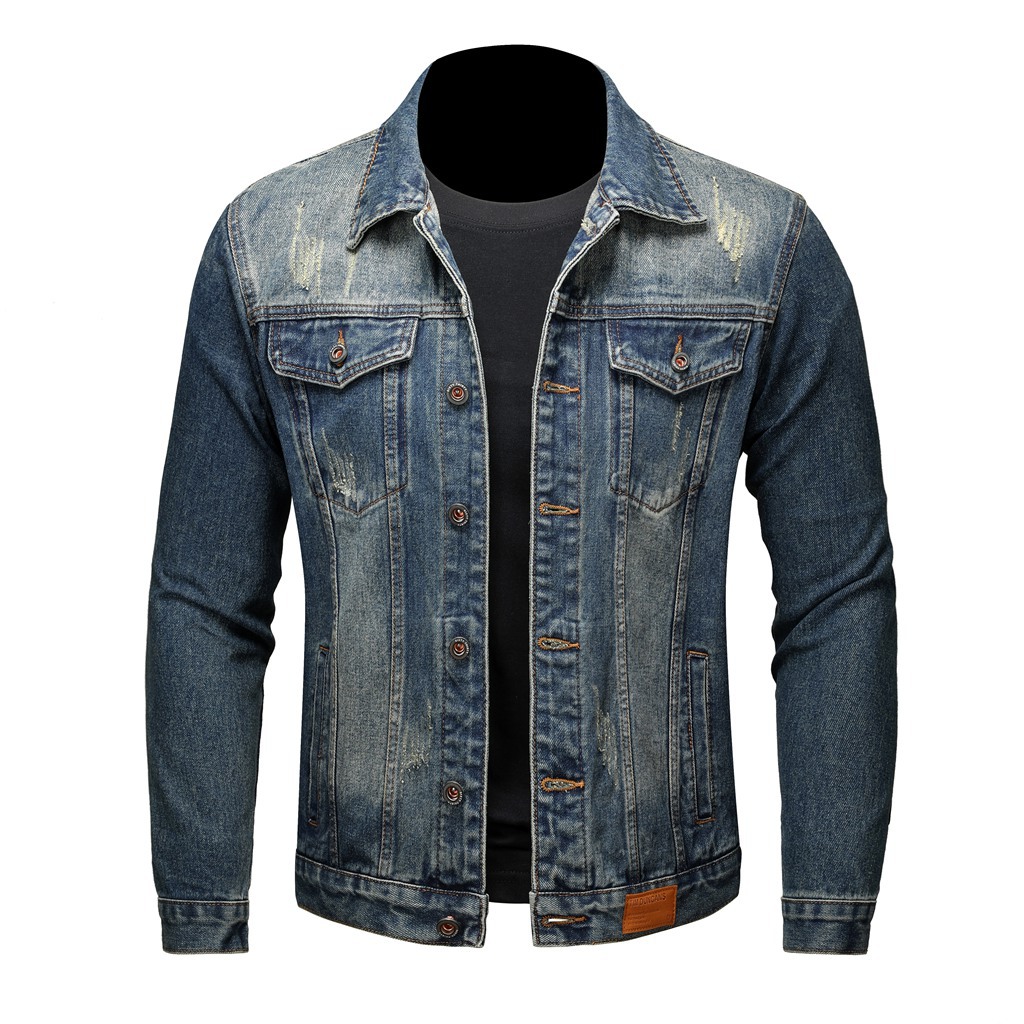 Men's Denim Jacket Loose Casual Washed Style For Spring_voghion.com