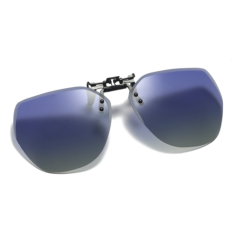 2021 New upturn sunglasses polarized clip frameless polygonal men's and women's sunglasses clip wholesale 1020