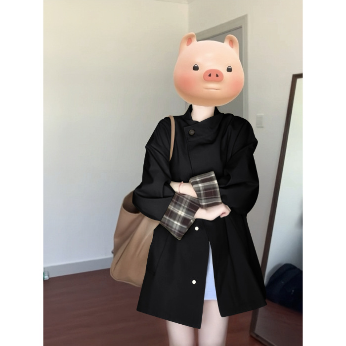 高级感经典撞色风衣女春秋宽松显瘦小个子英伦风工装休闲显瘦外套|undefined
