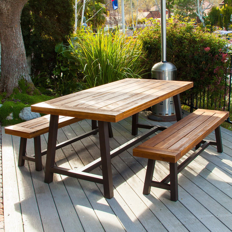 Outdoor solid wood dining table and chair combination modern minimalist coffee shop milk tea shop catering table courtyard park iron art table and chair