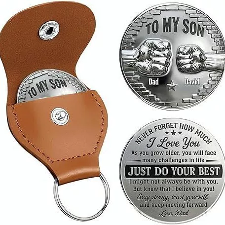 Cross-Border Keychain Inspirational Pendant Personalized Leather Keychain Engraved Tag Birthday Anniversary Ornament