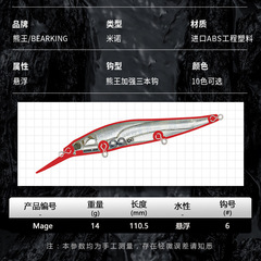 BEARKING熊王路亞11cm14g潛水1.8m鎢鋼配重SP米諾釣魚誘餌硬餌