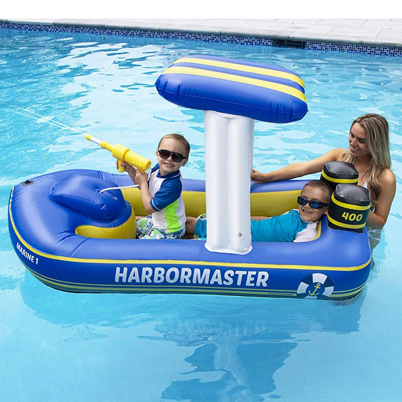 New Inflatable Water Spray Boat Floating on the Water, Kidsren's Water Spray Boat with Water Gun, Kidsren's Water Fight Game