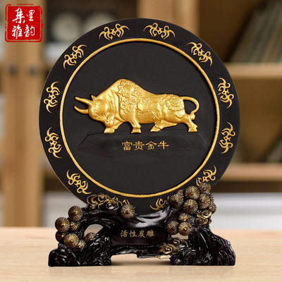 Year of the Ox Spring Festival technology gift China Life insurance Bank Culture customized Taurus Decoration Carbon carving Activated carbon carving