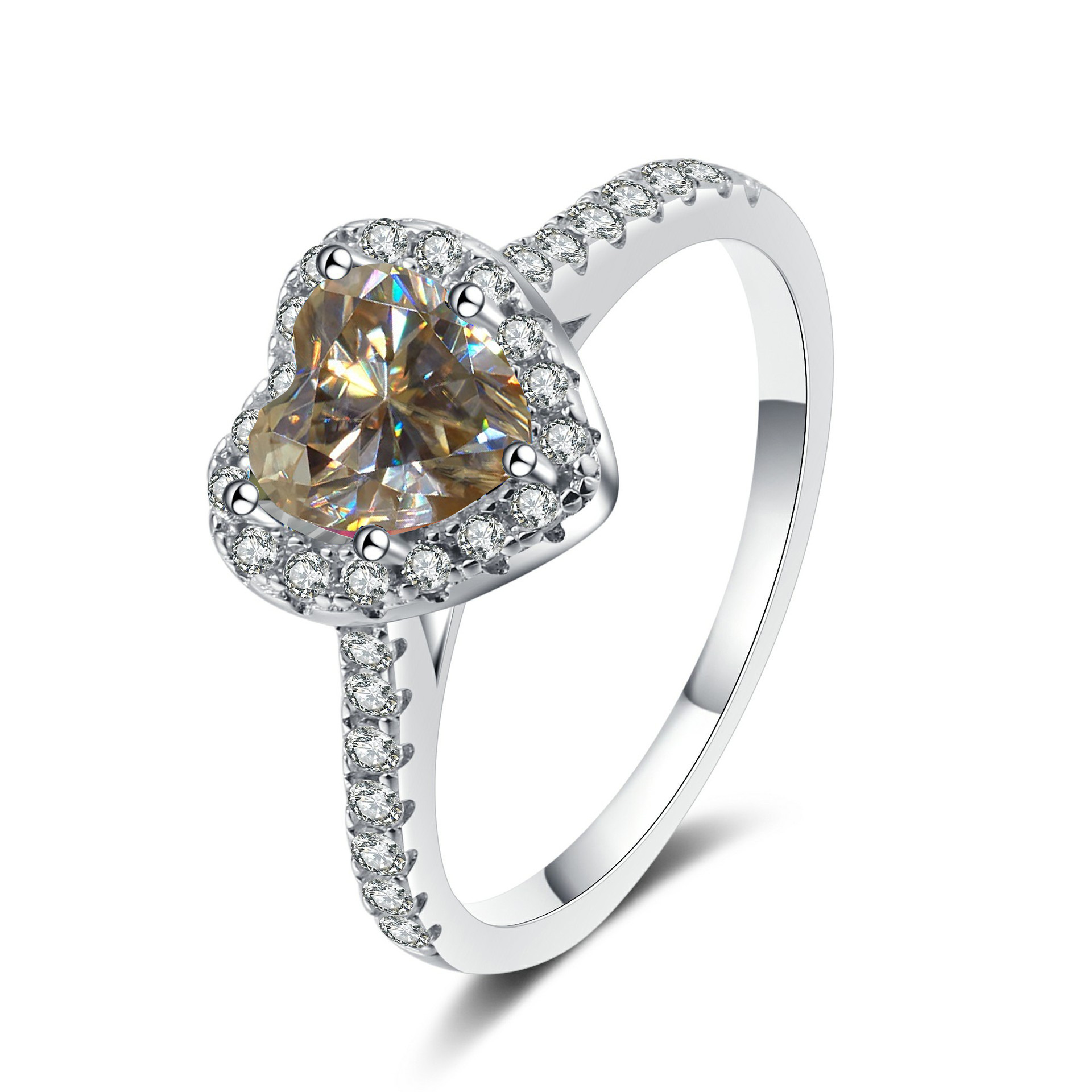 Anillo de plata S925 de color de importación de anillo de piedra de mozanita de un quilate de diamantes de diamantes de mozanita