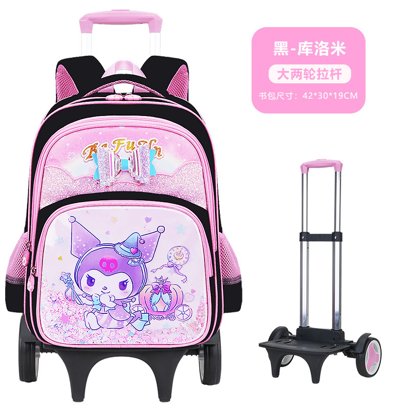 Mochila Escolar con Rodillos para Niñas Grado 1-3-6 de Tela Oxford Impermeable para Escuela Primaria