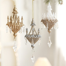 新款金银色粘粉吊灯挂件圣诞树水晶异形挂饰高档挂饰圣诞装饰品