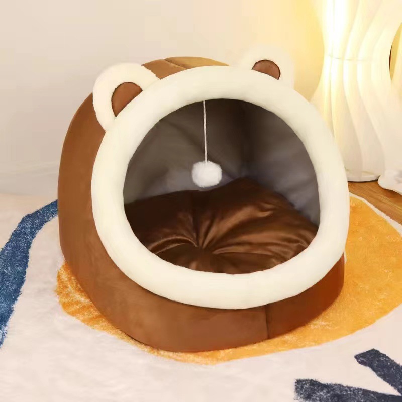 Nido para gatos y perros semicerrado engrosado para mascotas princesa invierno cálido engrosado para mascotas Nido general para cuatro estaciones