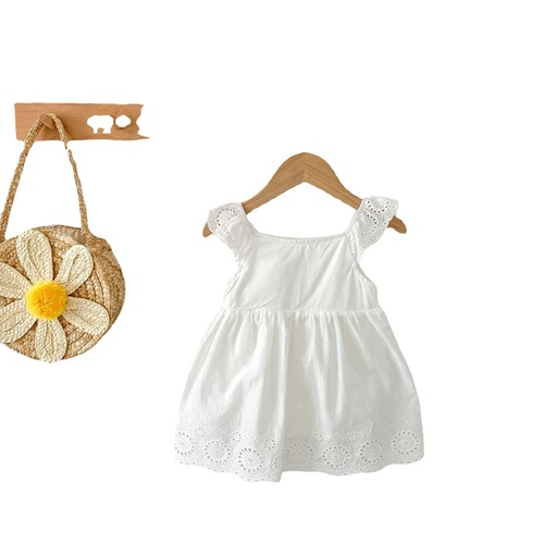 ins European and American AliExpress summer style girls baby infant 100-day clothing embroidered lace cotton triangle khaki skirt