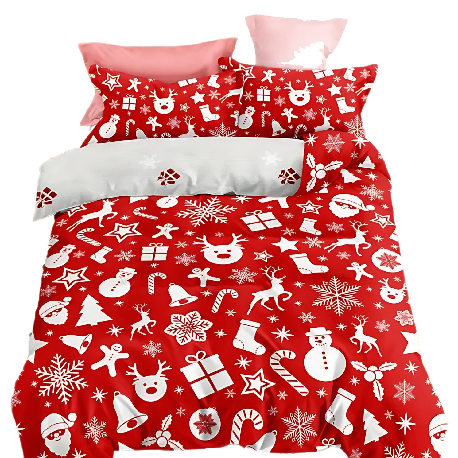 TEMU / JIT Transfronterizo suave renos Navidad impresión digital HD set de ropa de cama