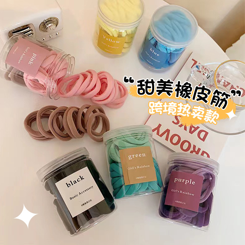 50 Pcaned 헤어 로프 고무 Tendon 여성용 헤드 로프 볼 헤어 액세서리 일본 스타일 간단한 가죽 자켓 국경 핫 판매 헤드 로프
