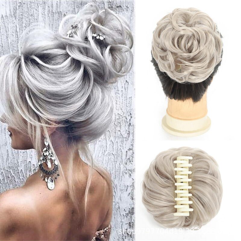 curly hair messy bun 2 plastic comb clip in hair extension wig for women wedding wig curly hair messy bun 2 plastic comb clip in hair extension wig for women wedding wig