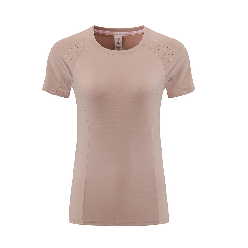 Europa y América transfronterizas camisetas de hielo de secado rápido delgado agujero de acondicionamiento físico transpirable de manga corta camisetas de yoga deportivas