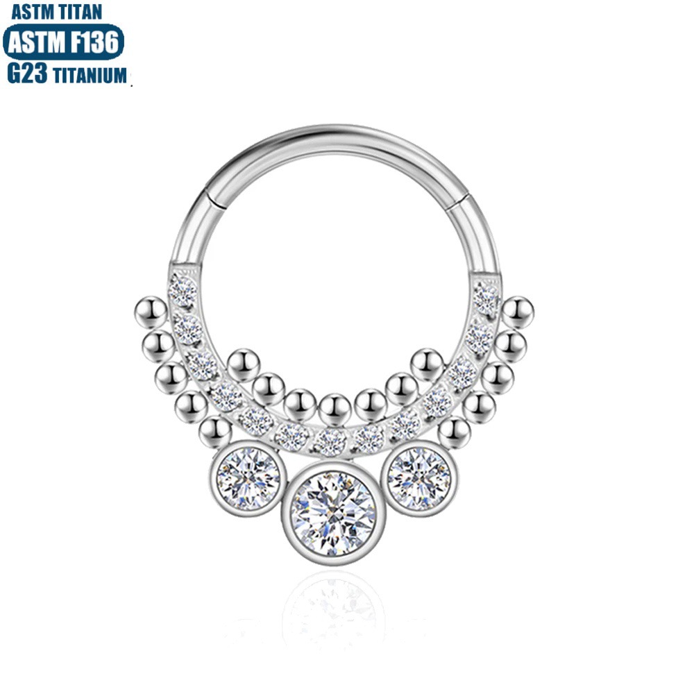 Silver pointed spike labret stud material detail