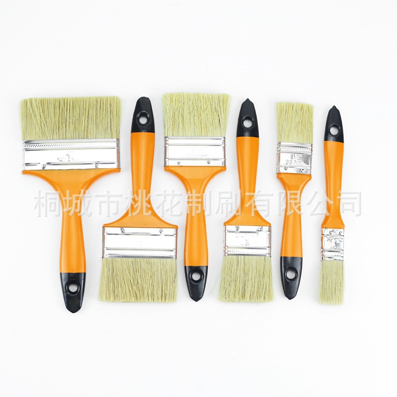 源头工厂 橙黑双色塑料柄油漆刷  尾部有孔 清洁扫灰刷 猪毛刷批