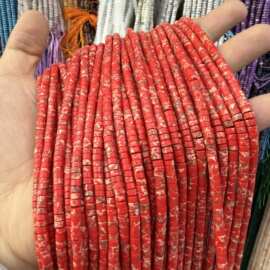 玛瑙天然石2*4mm白线红纹松直切扁珠隔片散珠子半成品diy饰品配件