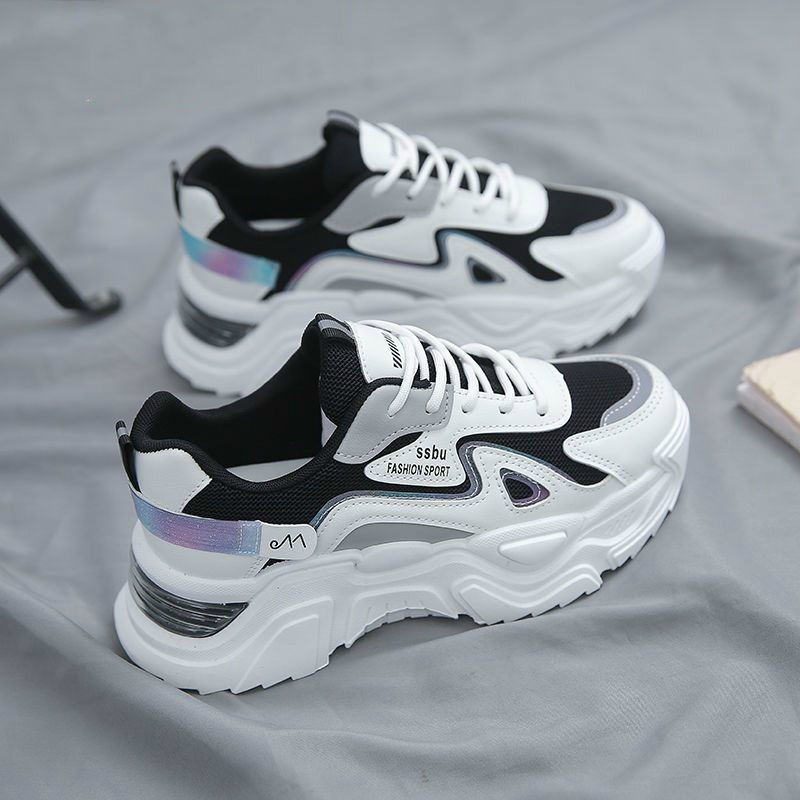 Zapatos de mujer Primavera y otoño Nuevas zapatillas de deporte versátiles de alto aspecto de suela gruesa malla transpirable zapatillas clunky deportes casuales zapatos de mujer