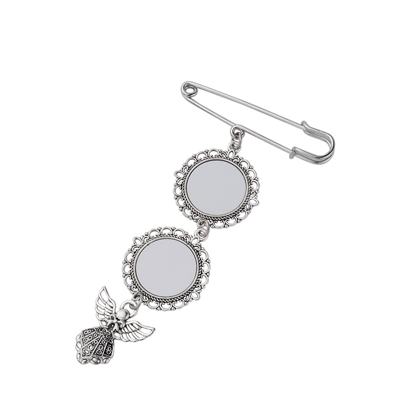 Regalos de temporada de graduación en blanco de sublimación de calor consumibles de metal redondo de encaje colgante ángel