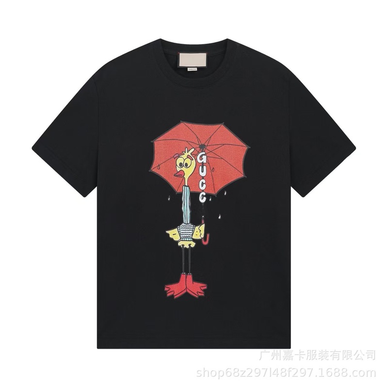 クロスボーダーハイエンドGファミリーTシャツラウンドネックフロントロゴ柄シリーズカジュアル男女同型半袖Tシャツ|undefined