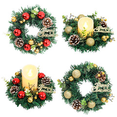Amazon best-selling Christmas wreath creative candle holder decoration small wreath window desk display ornament Christmas decoration