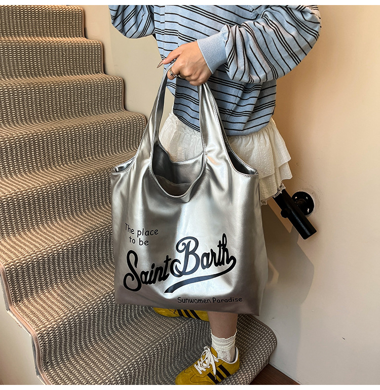 Large-capacity single-shoulder bag for women, 2025 new style, fashionable, casual and versatile tote bag, letter niche design handbag undefined