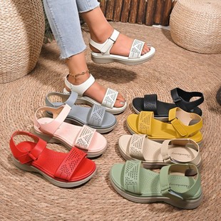 Cross Border 2025 New in stock Thick Sole Lightweight plus size Comfortable Leisure Sports Velcro Sandals One Piece Wholesale