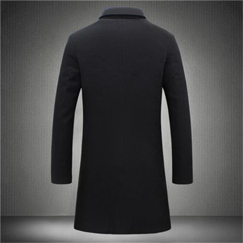 Stylish trendy long-length woolen overcoat mens fashion trench coat slim fit versatile suit gray evening wear