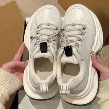 厚底显脚小鱼骨老爹鞋女2025秋季爆款透气轻便跑步百搭休闲运动鞋