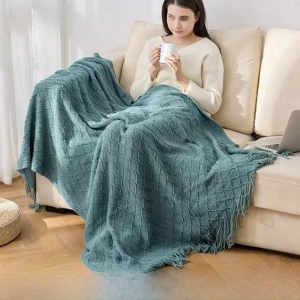 Nordic cream style sofa blanket living room air conditioning blanket knitted blanket office Cape shawl blanket sofa blanket