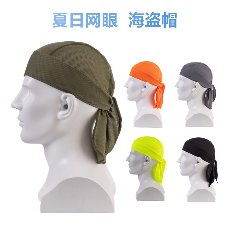 Cross-Border Outdoor Pirate Headscarf, Sweat-Wicking, Breathable Mesh, Moisture-Absorbing Outdoor Cycling Pirate Hat, Quick-Drying Sports Cap