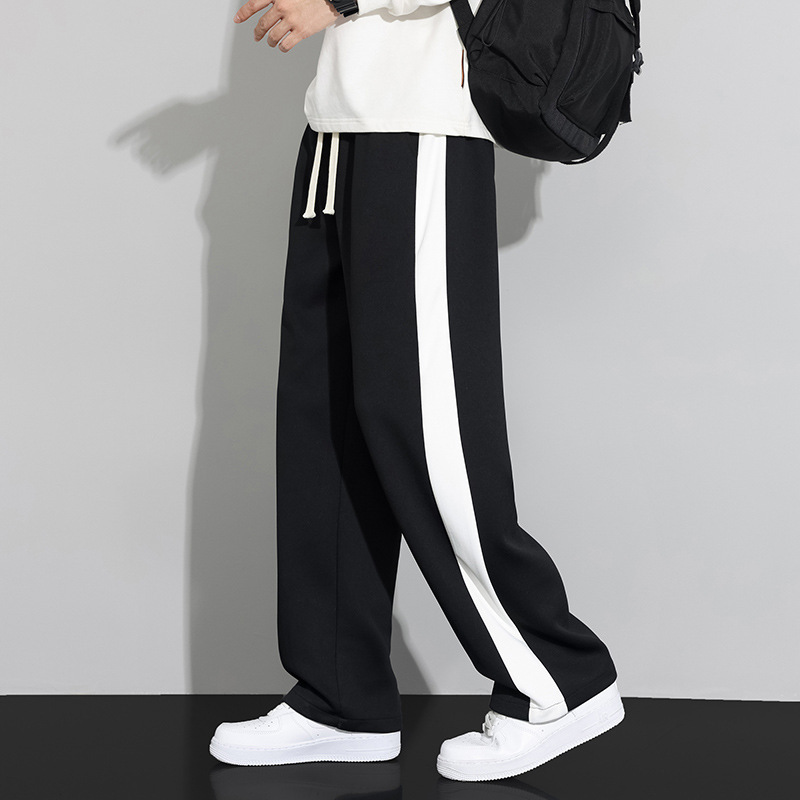 QLFY-29062 Striped Pants Men's Straight Loose Wide Leg American Style Fashion Brand 2024 New Spring and Autumn Youth