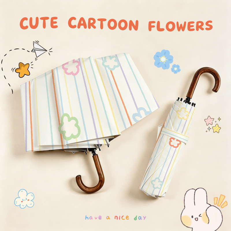 Designer umbrella for girls, dual-use for rain and sun, black-coated cartoon sun protection umbrella, foldable sunshade umbrella, wholesale in large quantities Designer umbrella for girls, dual-use for rain and sun, black-coated cartoon sun protection umbrella, foldable sunshade umbrella, wholesale in large quantities