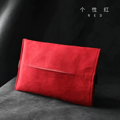Car tissue box/set Version of Model Y/Yl/3 - car-tissue-box-suede-red