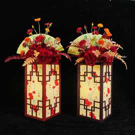 新款婚庆道具中式婚礼木棉花方柱梅花路引舞台布置方柱t台摆件