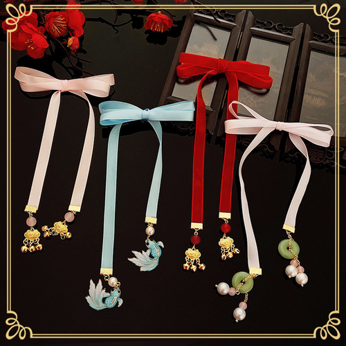 Children's Hanfu Head Accessories Chinese Style Bell Wind Chime Ancient Style Princess Girl Hair Accessories Ancient Costume Floating Headband with Tassel for Girls