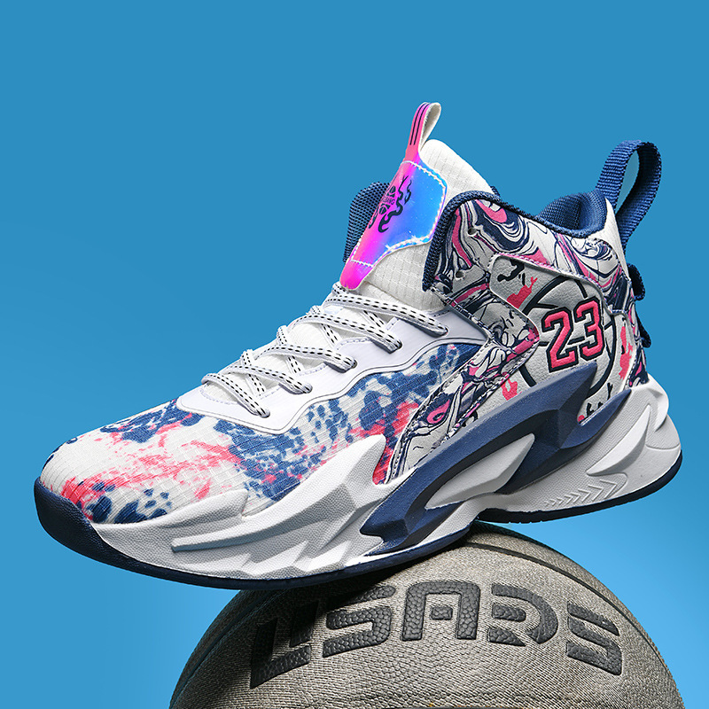 Cross-Border Foreign Trade Basketball Shoes for Men, High-Top, Big Children, Youth Sneakers, Primary School Students, Children's Men's Mesh Sports Shoes, Dropshipping