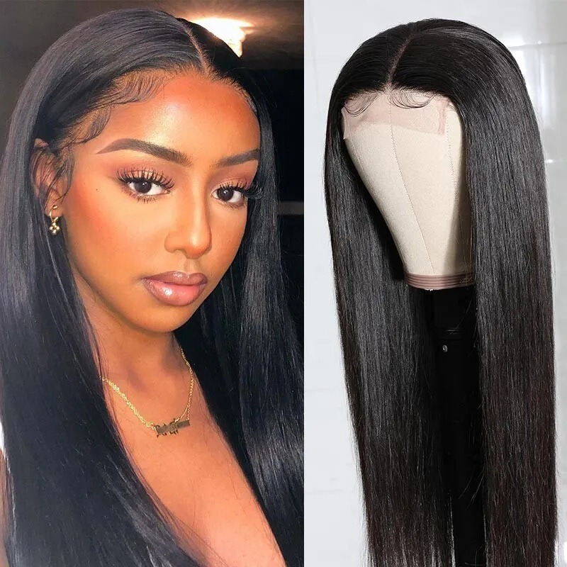 Amazon's New Popular European and American Wigs for Women with Long Hair, Internet Celebrities, Same Style, Medium Parted Long Straight Hair, Factory Ready Stock Wholesale