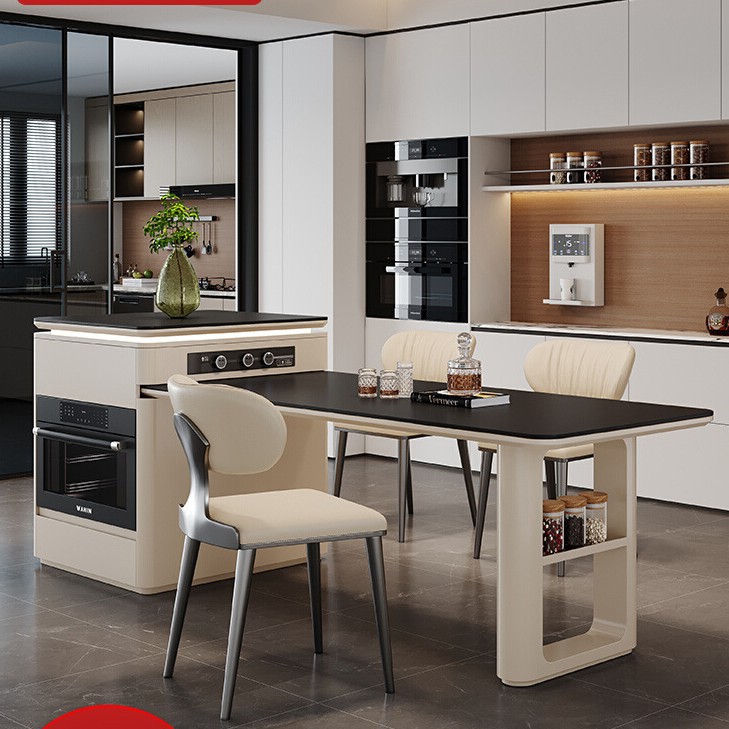 De lujo ligero, de alta gama, isla de sensación, horno al vapor, mesa de la isla, mesa de un cuerpo, horno de microondas integrado, placa de roca, plataforma de la isla, retráctil