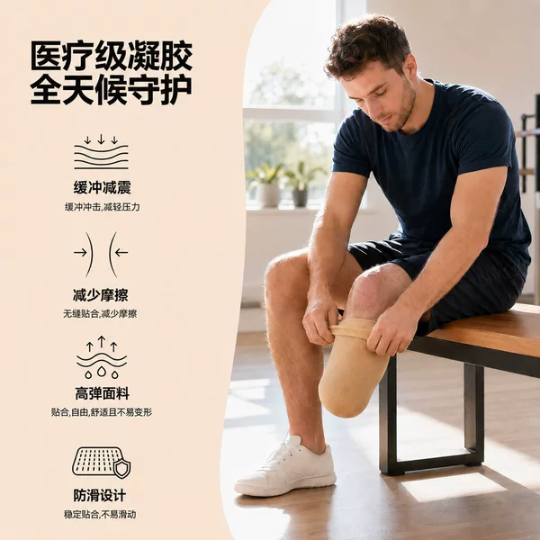 Medical-Grade Gel Calf Prosthesis Socks, Residual Limb Protection Silicone Sleeves, High-Elastic Anti-Slip and Friction-Reducing Prosthesis Accessories