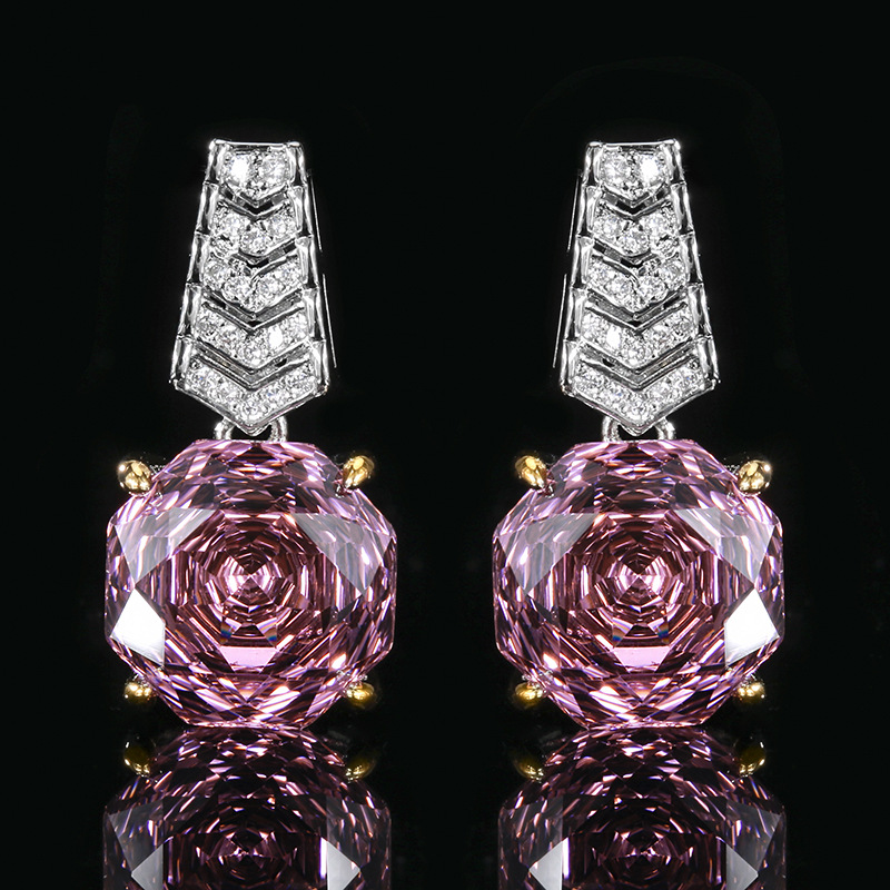 2025 nuevo Zhuangshengsheng Jewelry Fondo de cobre chapado en oro rosa corte seco rosa temperamento traje piedra principal 14-12mm