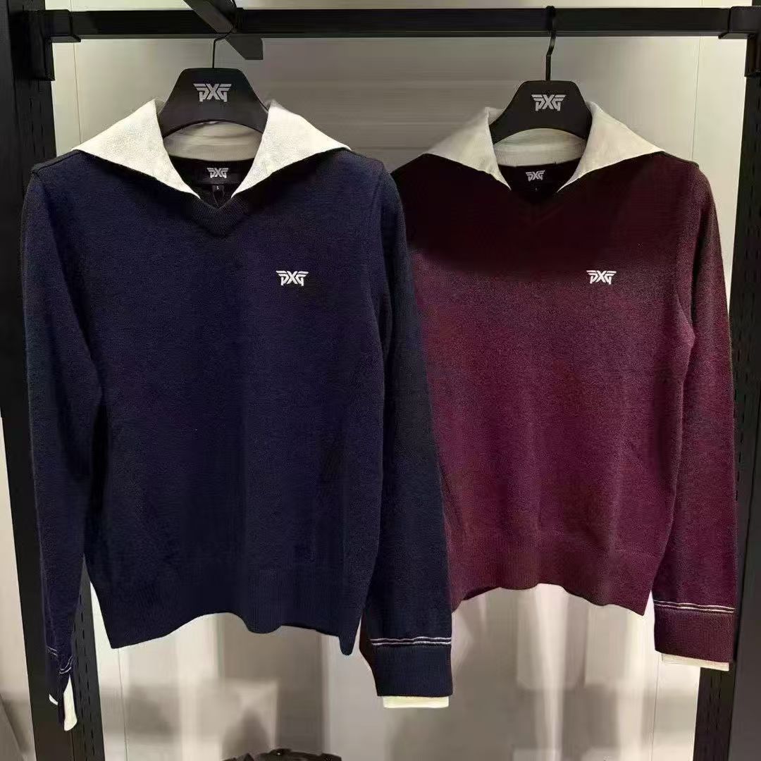 Golf New Women's Navy Collar Knitted Long-Sleeved Tops Korean Style Fashionable Sports Casual Warm and Versatile